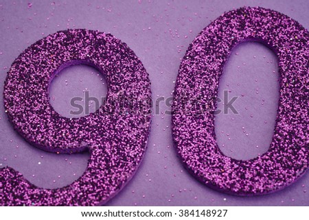 Number eighty purple color over a purple background. Anniversary. Horizontal