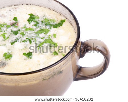 Mushroom soup in bouillon cup