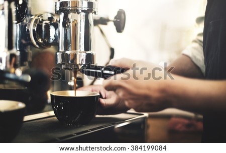 Barista Cafe Making Coffee Preparation Service Concept Royalty-Free Stock Photo #384199084