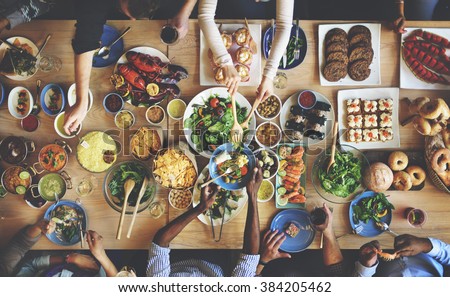 Brunch Choice Crowd Dining Food Options Eating Concept Royalty-Free Stock Photo #384205462