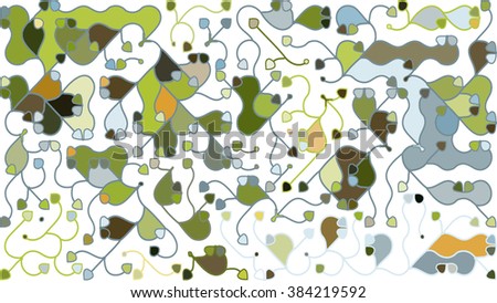 Colorful mosaic pattern consisting of a smooth curved lines against white background