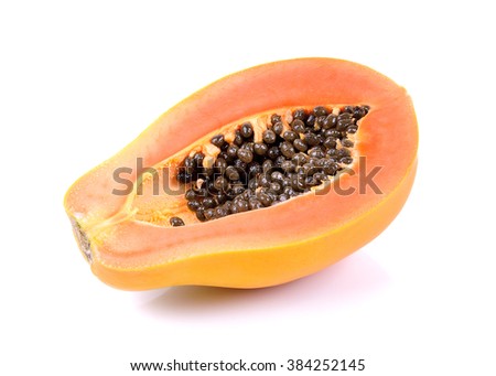 papaya on white background