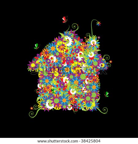 Floral house shape. See also floral style images in my gallery