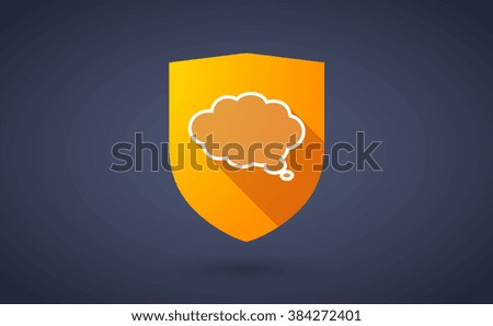 Illustration of a long shadow shield icon with  a comic cloud balloon