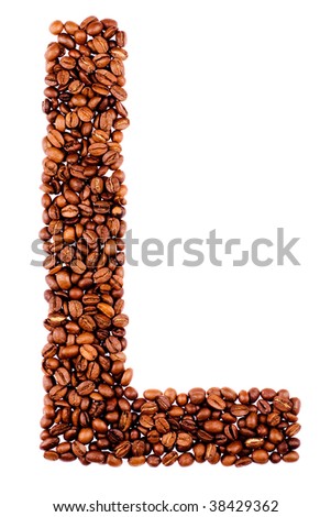 coffee letter L on white background