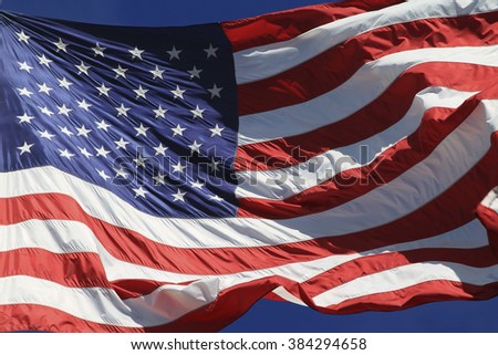 US flag fluttering in the wind