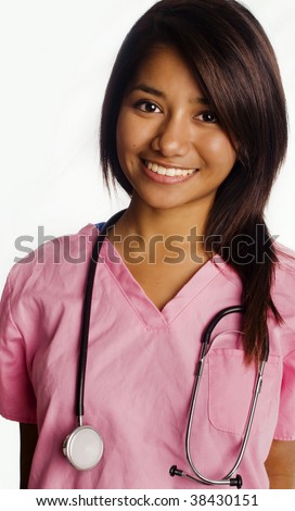 Attractive smiling young Asian student nurse