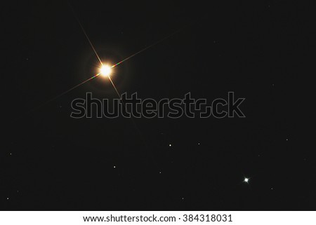 Real bright orange star Arcturus taken with CCD camera through medium focal length telescope