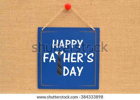 Happy Father's Day Gray Tie Blue Chalkboard hanging on Canvas Board