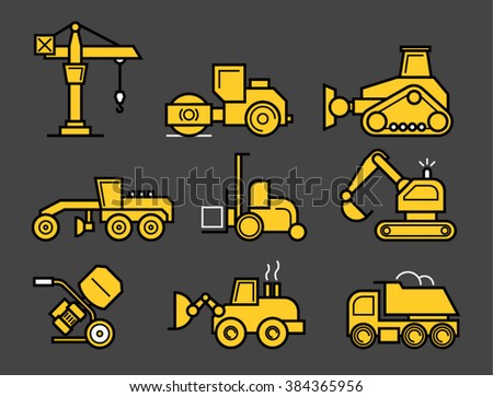 Road works. Construction machinery.