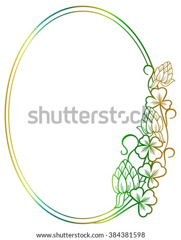 Beautiful oval floral frame with gradient fill. Raster clip art.