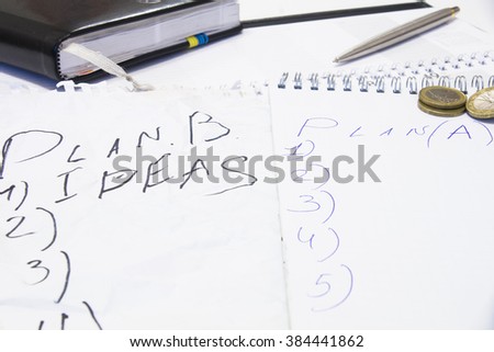 Plan B,A written on a blank notepad