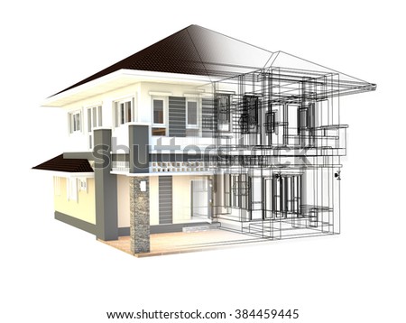 Plan house design isolated white background