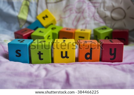 Beautiful view of colorful blocks, signs