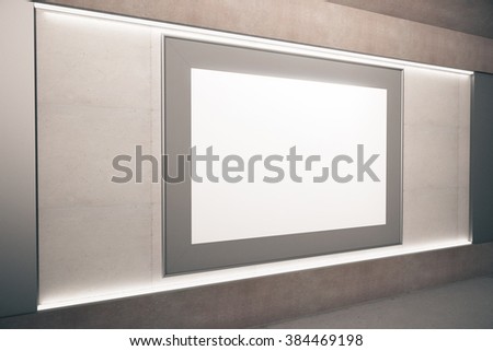 Blank picture frame on beige wall in empty room, moock up, 