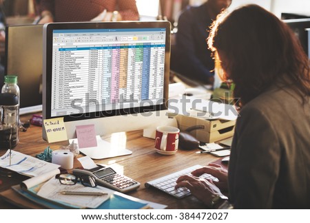 Spreadsheet Document Information Financial Start up Concept Royalty-Free Stock Photo #384472027