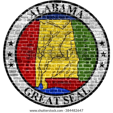 Alabama Seal US flag painted on old vintage brick wall