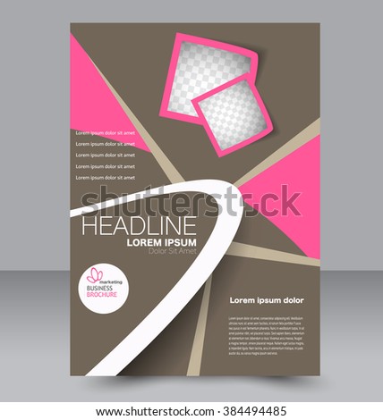 Abstract flyer design background. Brochure template. Can be used for magazine cover, business mockup, education, presentation, report. Pink and brown color.