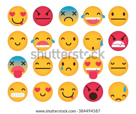 Set of cute emoticons isolated on white background