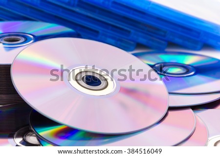 Close up of a stack discs Royalty-Free Stock Photo #384516049