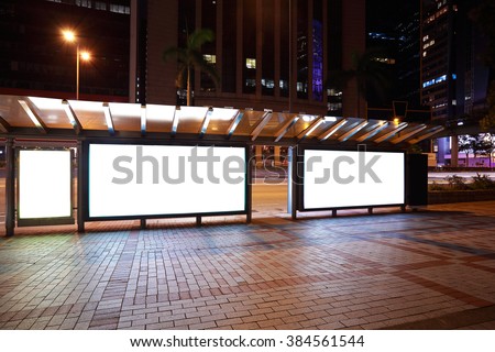 City streetscape backgrounds advertisement lightboxes of night scene