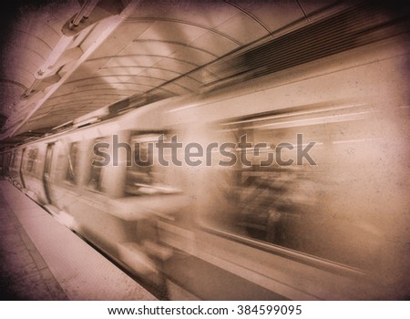 Vintage photo of city subway train.