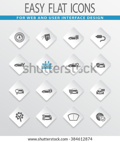 Car shop easy flat web icons for user interface design