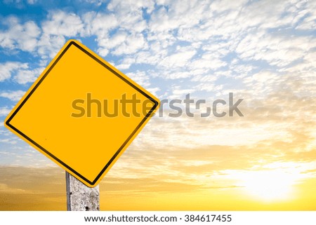  Blank traffic sign on sunset with copy space