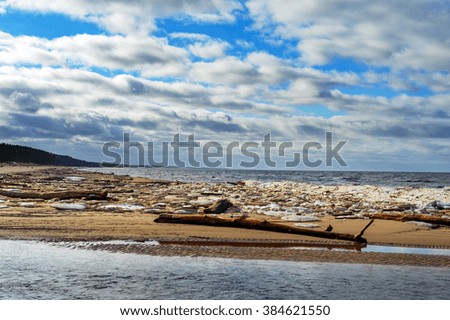 Baltic sea dirty coastline near Saulkrasti town, Latvia
