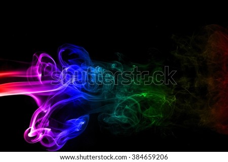 Abstract colorful smoke on black background, smoke background,colorful ink background, beautiful smoke,Movement of smoke