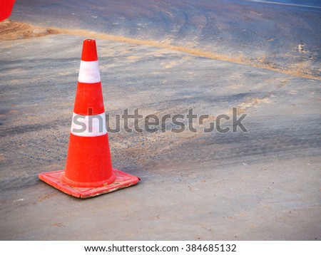 Traffic cone on the road