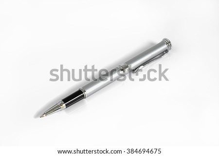 Silver metal pen isolated on white background