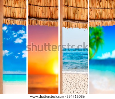 Collage sea beach picture background