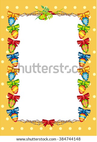 Easter background with Easter eggs and willows. Raster clip art.