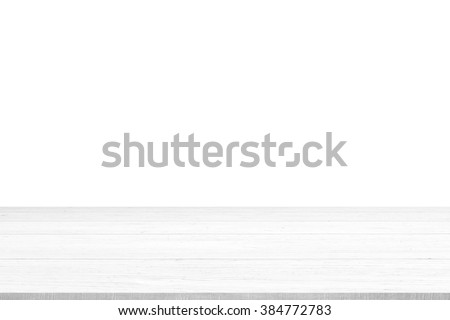 White wood table top panel isolated on white background, use for display products advertisement