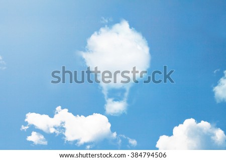 Clouds shape like hot air balloon. Royalty-Free Stock Photo #384794506