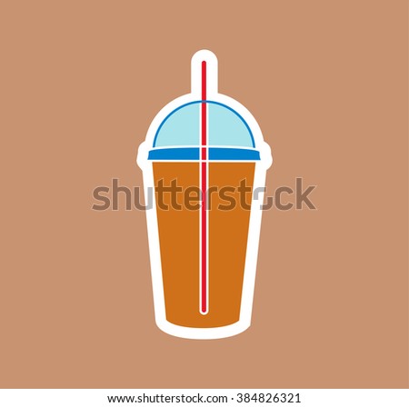 Cold Coffee Cup Icon. Vector Illustration