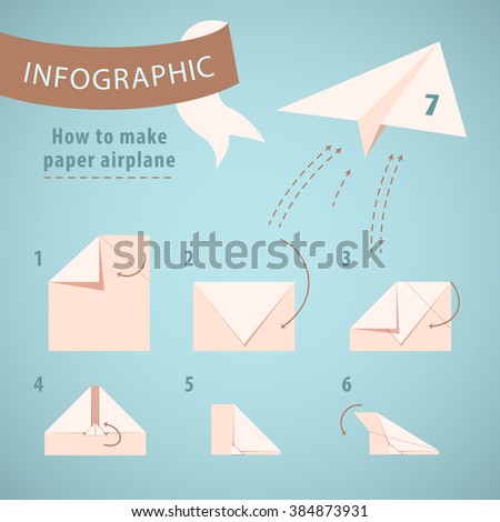 Tutorial. Instructions how to make an airplane. Retro colors. Vector illustration