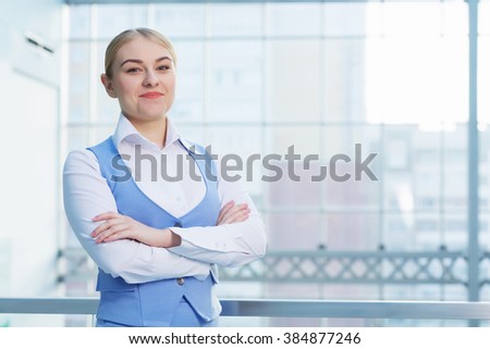 Attractive woman in office building