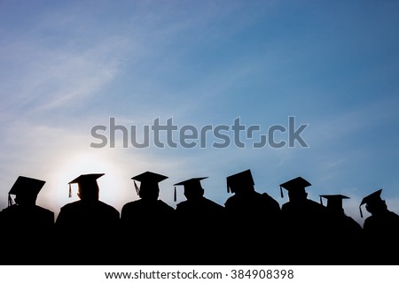 Education Graduation with blue sky Royalty-Free Stock Photo #384908398