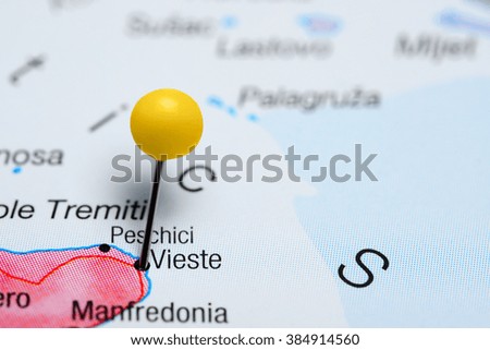 Vieste pinned on a map of Italy
