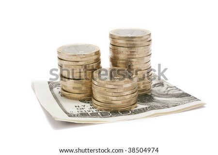 pile of coins with dollar