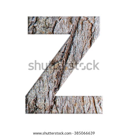 alphabets from bark tree isolated on white background : Letter Z