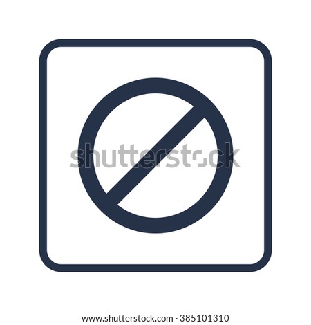 No entry icon, on white background, rounded rectangle border, blue outline