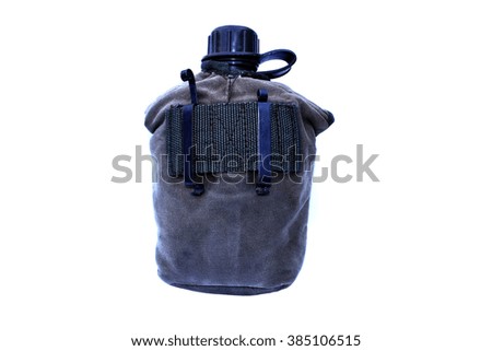 Army Water Canteen On Isolated