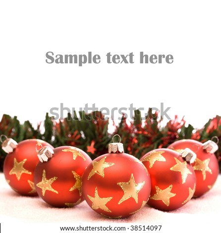 red and gold christmas ornament background (selective focus)