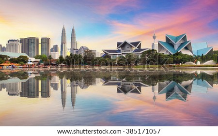 Kuala Lumpur, Malaysia skyline at Titiwangsa Park. Royalty-Free Stock Photo #385171057