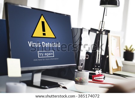 Virus Detected Alert Hacking Piracy Risk Shield Concept Royalty-Free Stock Photo #385174072