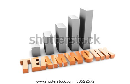 Teamwork in 3d With Business Graph Chart