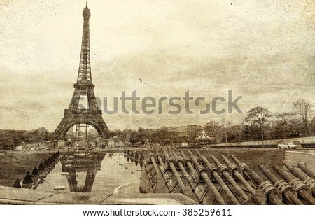 Vintage view of Eiffel Tower in Paris.
